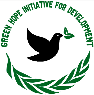 GHID logo: a dove carrying leaves inside a laurel wreath