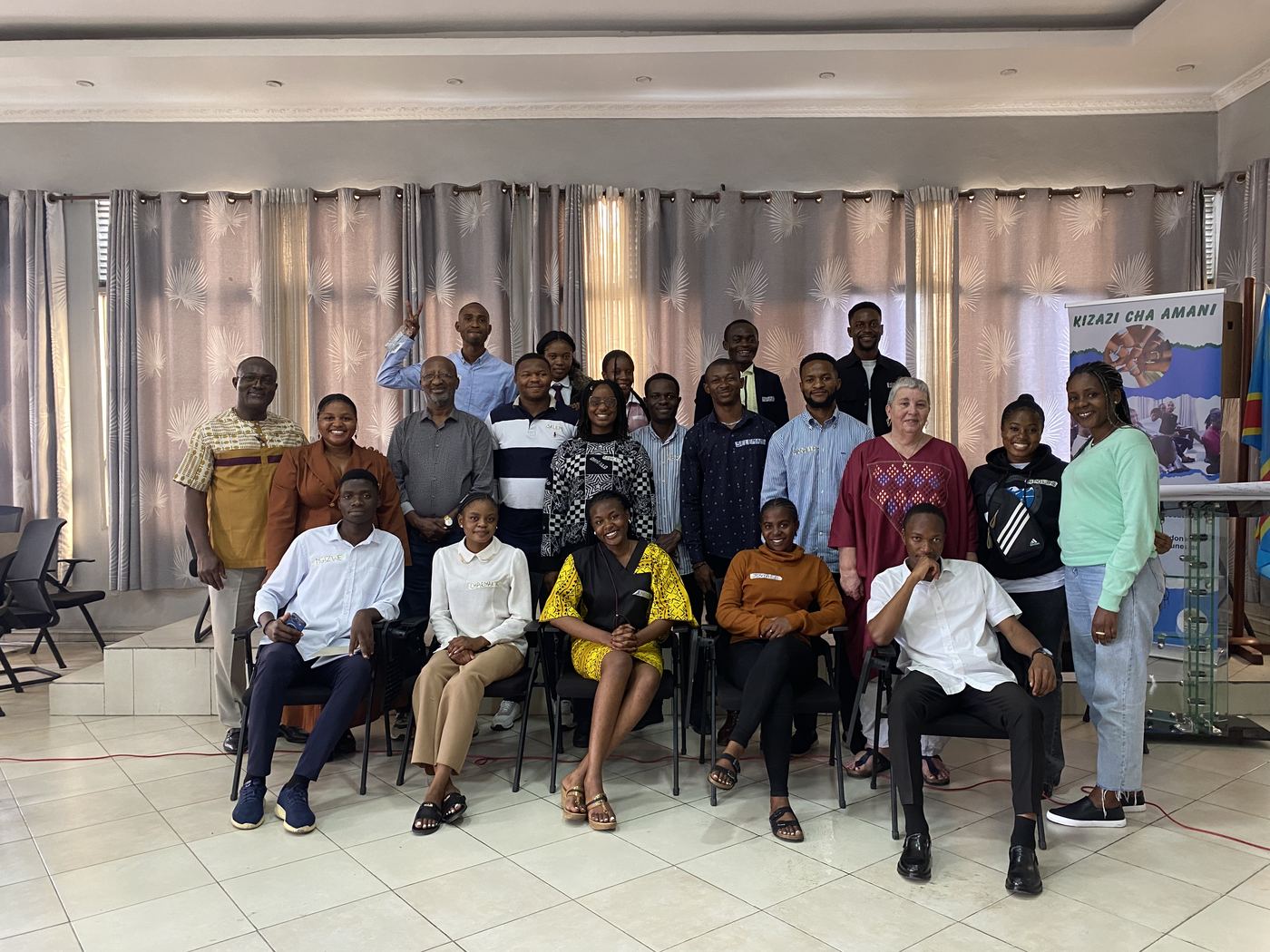 Participants and facilitators of a youth workshop in Goma